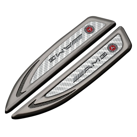 Mercedes AMG Fender Emblem Self Adhesive Graphite White Carbon Sport Motif