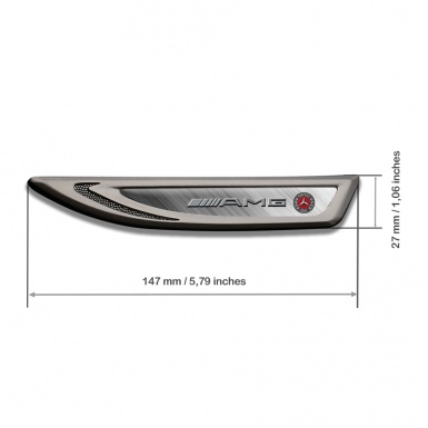 Mercedes AMG Emblem Fender Badge Graphite Brushed Metal Sport Design