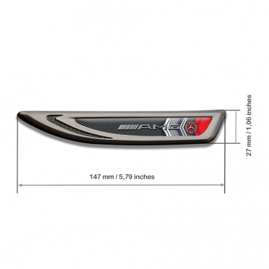 Mercedes AMG Fender Emblem Badge Graphite Grey Net Red Fragment