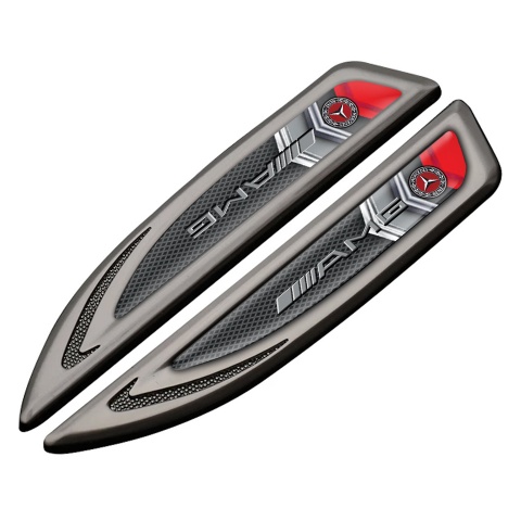 Mercedes AMG Fender Emblem Badge Graphite Grey Net Red Fragment