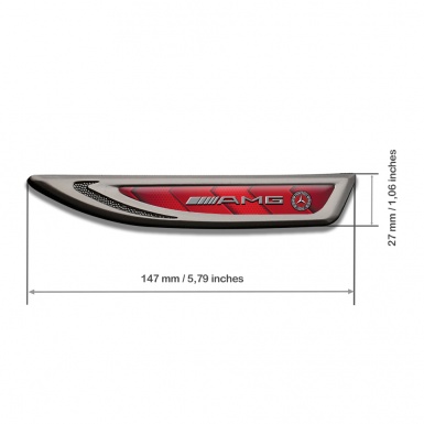 Mercedes AMG Fender Metal Badge Graphite Red Hex Motif Grey Edition