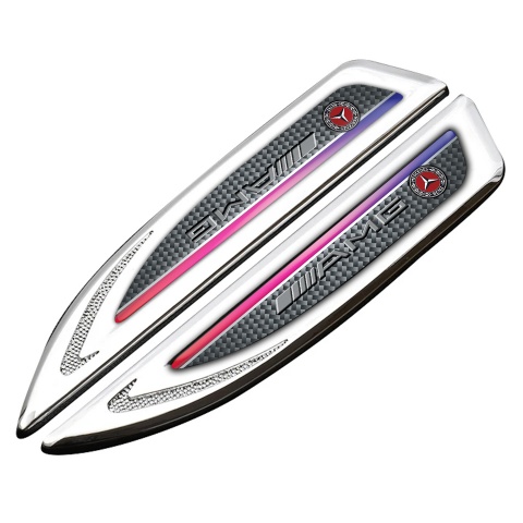 Mercedes AMG Fender Bodyside Emblem Silver Carbon Color Stripe Motif
