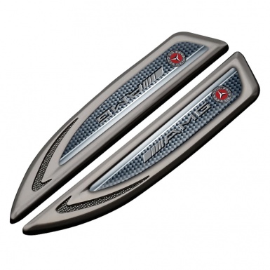 Mercedes AMG Fender Metal Emblem Graphite Carbon Fiber Grey Logo Style