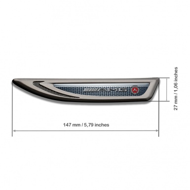Mercedes AMG Fender Metal Emblem Graphite Carbon Fiber Grey Logo Style
