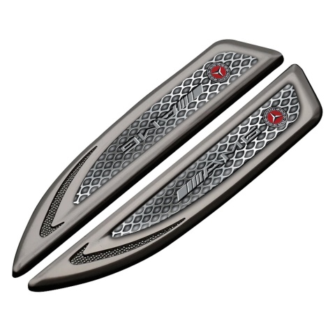 Mercedes AMG Fender Metal Badge Graphite Industrial Grate Sport Logo
