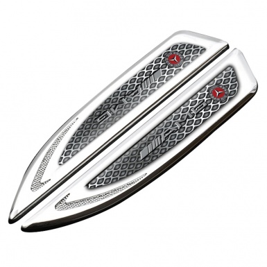 Mercedes AMG Fender Metal Badge Silver Industrial Grate Sport Logo