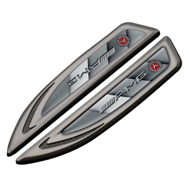 Mercedes AMG Fender Emblem Self Adhesive Graphite Grey Pattern Sport Logo