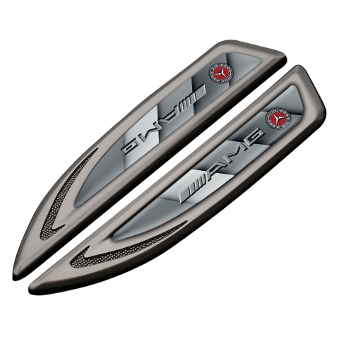 Mercedes AMG Fender Emblem Self Adhesive Graphite Grey Pattern Sport Logo