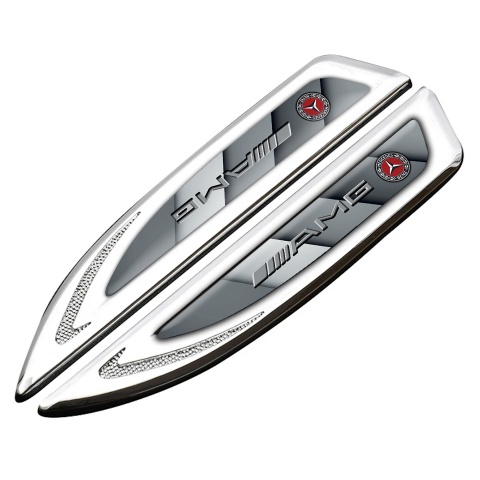 Mercedes AMG Fender Emblem Self Adhesive Silver Grey Pattern Sport Logo