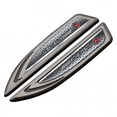 Mercedes AMG Fender Metal Emblem Graphite Spotted Texture Grey Logo