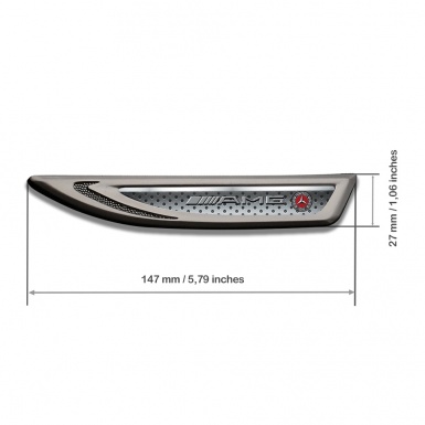 Mercedes AMG Fender Metal Emblem Graphite Spotted Texture Grey Logo