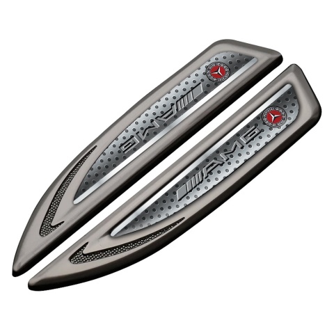 Mercedes AMG Fender Metal Emblem Graphite Spotted Texture Grey Logo