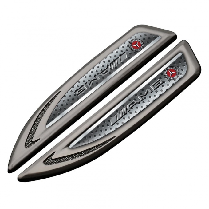 Mercedes AMG Fender Metal Emblem Graphite Spotted Texture Grey Logo