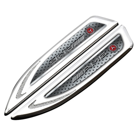 Mercedes AMG Fender Metal Emblem Silver Spotted Texture Grey Logo