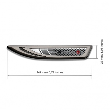 Mercedes AMG Fender Bodyside Badge Graphite Metal Grate Sport Logo
