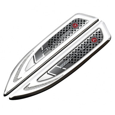 Mercedes AMG Fender Bodyside Badge Silver Metal Grate Sport Logo