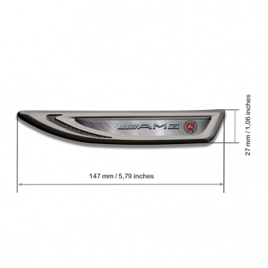 Mercedes AMG Fender Badge Self Adhesive Graphite Brushed Texture Grey Logo