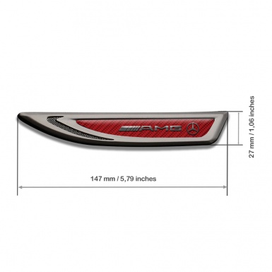 Mercedes AMG Fender Bodyside Badge Graphite Red Carbon Steel Logo