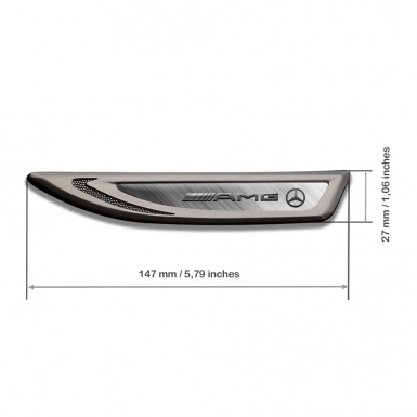 Mercedes AMG Fender Emblem Badge Graphite Brushed Metal Gradient Motif