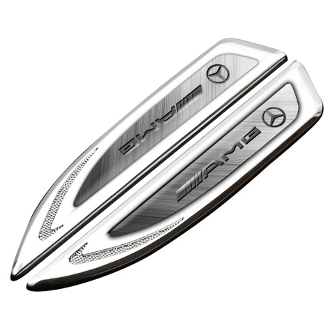 Mercedes AMG Fender Emblem Badge Silver Brushed Metal Gradient Motif