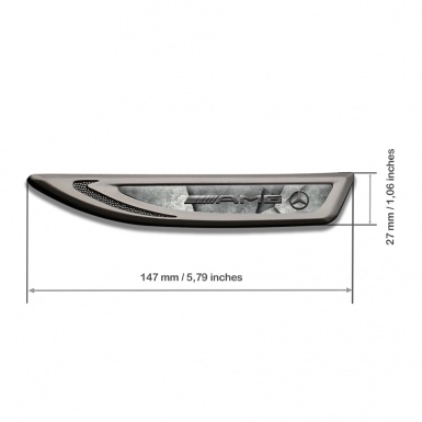 Mercedes AMG Fender Badge Self Adhesive Graphite Stone Pattern Steel Logo
