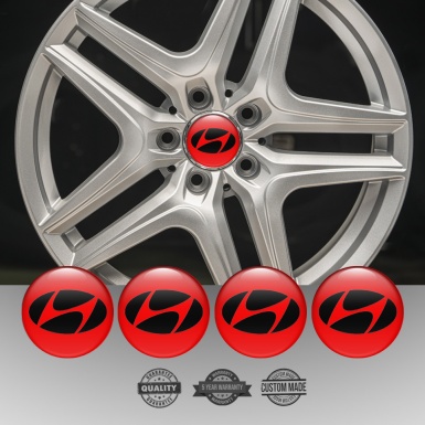 Hyundai Emblem for Center Wheel Caps Red Fill Black Logo Design