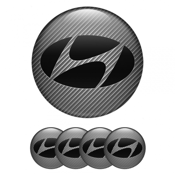 Hyundai Wheel Stickers for Center Caps Carbon Fiber Black Logo Variant