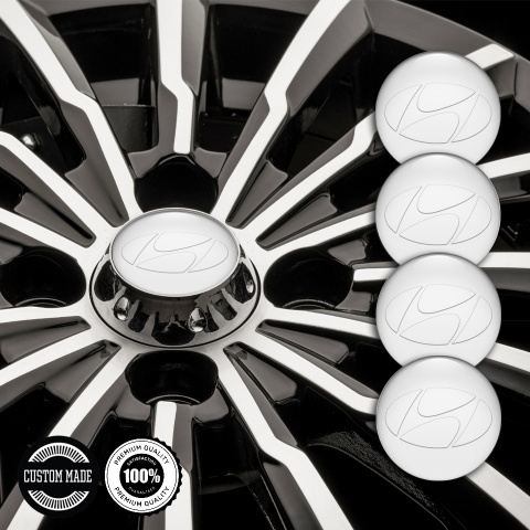 Hyundai Silicone Stickers for Center Wheel Caps Pearl Base White Logo Edition