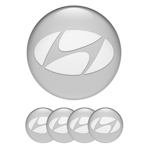 Hyundai Stickers for Wheels Center Caps Grey Base White Logo Design