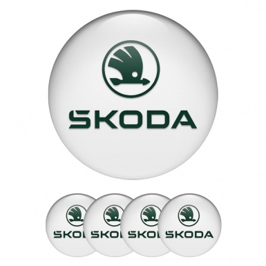 Skoda Emblems for Center Wheel Caps White Base Pastel Green Edition