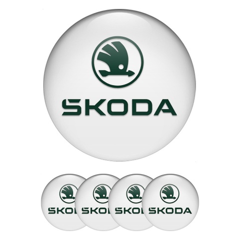 Skoda Emblems for Center Wheel Caps White Base Pastel Green Edition