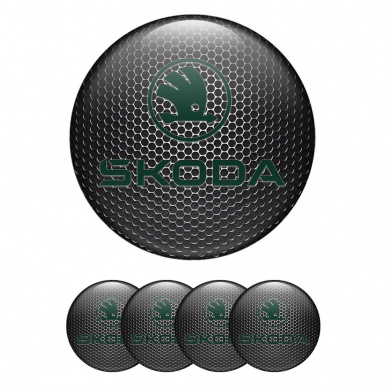 Skoda Stickers for Center Wheel Caps Dark Panel Pastel Green Logo