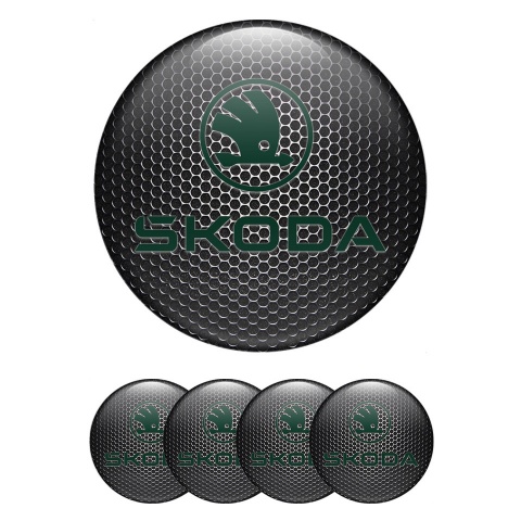 Skoda Stickers for Center Wheel Caps Dark Panel Pastel Green Logo