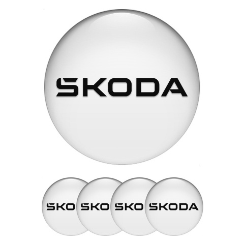 Skoda Emblem for Center Wheel Caps White Fill Black Logo Edition