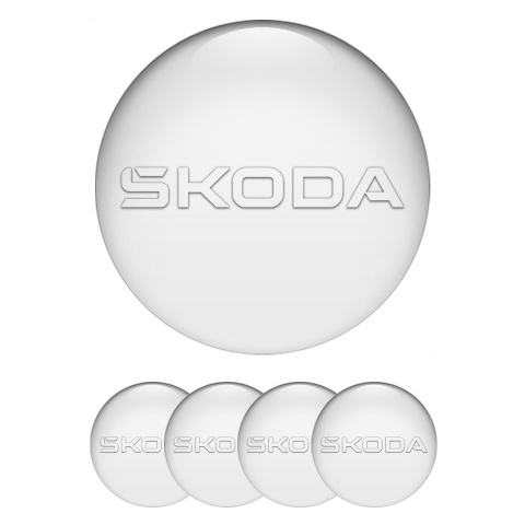 Skoda Wheel Emblem for Center Caps White Base Pearl Logo Edition