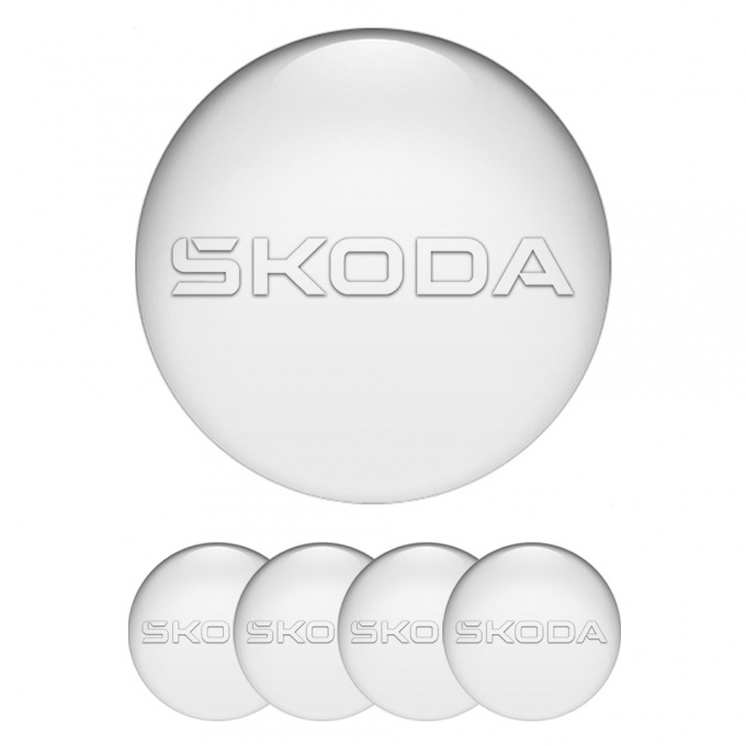 Skoda Wheel Emblem for Center Caps White Base Pearl Logo Edition
