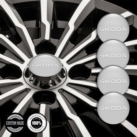 Skoda Stickers for Wheels Center Caps Grey Base Pearl Logo Variant