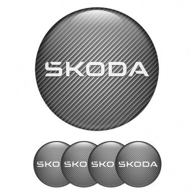 Skoda  Emblem for Center Wheel Caps Light Carbon White Logo Variant