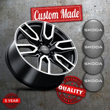 Skoda  Emblem for Center Wheel Caps Light Carbon White Logo Variant