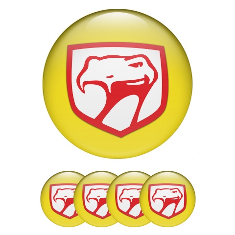 Dodge Viper Silicone Stickers for Center Wheel Caps Yellow Base Red Logo