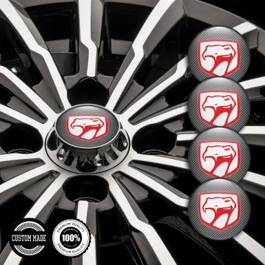 Dodge Viper Wheel Emblem for Center Caps Carbon Fiber Red Logo