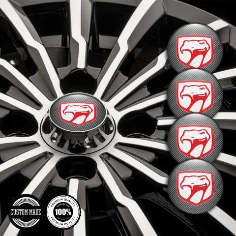 Dodge Viper Wheel Emblem for Center Caps Carbon Fiber Red Logo
