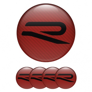 VW Emblems R-line for Center Caps Red Carbon