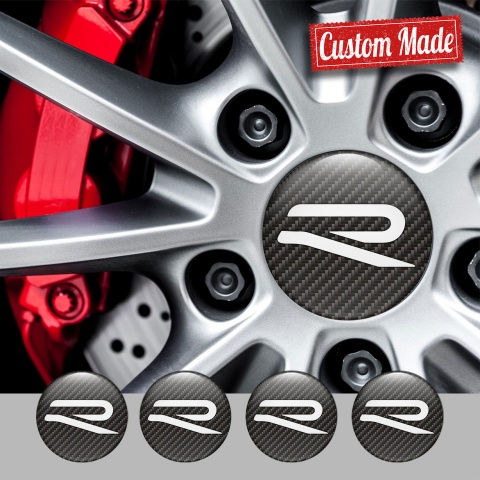 VW R-line Emblems for Wheel Center Caps Carbon edition