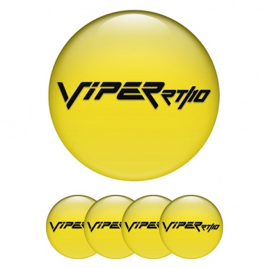 Dodge Viper Stickers for Wheels Center Caps Yellow Base Black RT Logo