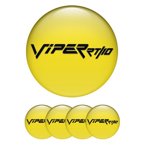Dodge Viper Stickers for Wheels Center Caps Yellow Base Black RT Logo