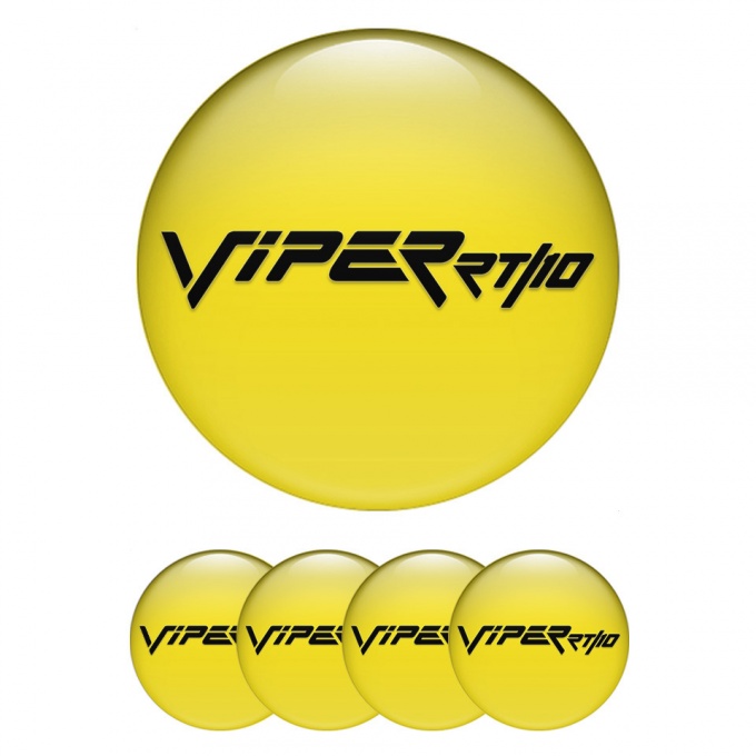 Dodge Viper Stickers for Wheels Center Caps Yellow Base Black RT Logo