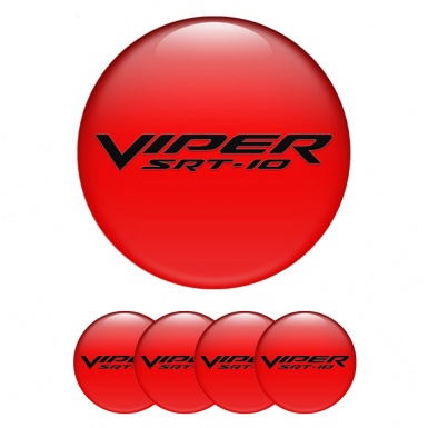 Dodge Viper Wheel Stickers for Center Caps Red Fill Black SRT Logo