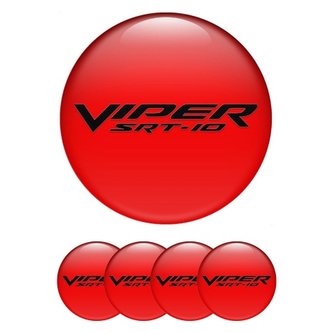 Dodge Viper Wheel Stickers for Center Caps Red Fill Black SRT Logo