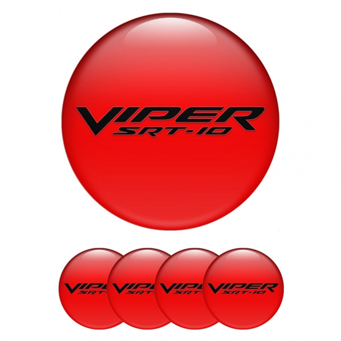 Dodge Viper Wheel Stickers for Center Caps Red Fill Black SRT Logo